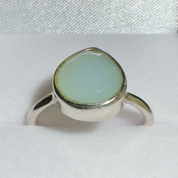Sterling Silver Light Blue Green Teardrop Gemstone Ring Solid 925 Sterling Silve - Picture 9 of 15